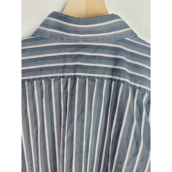 EXPRESS FITTED STRETCH STRIPED LONG SLEEVE SHIRT - LARGE - Picture 6 of 6